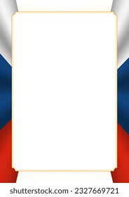 Vertical  frame and border with colors of Czech Republic flag, template elements for your certificate and diploma. Vector.