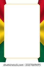 Marco vertical y borde con colores de la bandera de Ghana, elementos de plantilla para su certificado y diploma. Vector.