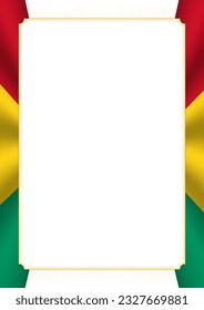 Marco vertical y borde con colores de la bandera guineana, elementos de plantilla para su certificado y diploma. Vector.