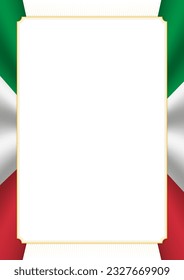 Vertical  frame and border with colors of Italy flag, template elements for your certificate and diploma. Vector.