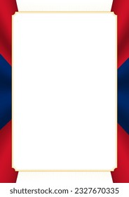 Vertikaler Rahmen und Rahmen mit Farben der Laos Flagge, Vorlagenelemente für Ihr Zertifikat und Diplom. Vektorgrafik.