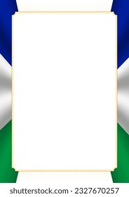 Marco vertical y borde con colores de la bandera de Lesotho, elementos de plantilla para su certificado y diploma. Vector.