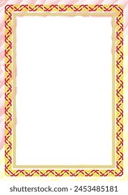 Vertical  frame and border with colors of Macedonia flag, template elements for your certificate and diploma. Vector.