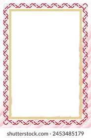 Vertical  frame and border with colors of Malta flag, template elements for your certificate and diploma. Vector.