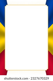 Marco vertical y borde con colores de la bandera de Moldavia, elementos de plantilla para su certificado y diploma. Vector.