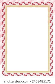 Vertical  frame and border with colors of Monaco flag, template elements for your certificate and diploma. Vector.