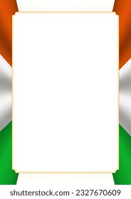 Vertical  frame and border with colors of Niger flag, template elements for your certificate and diploma. Vector.