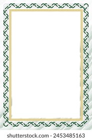 Marco de Vertical y borde con colores de la bandera de Pakistán, Elementos de Plantilla para su certificado y diploma. Vector.