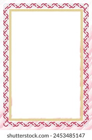 Vertical  frame and border with colors of Poland flag, template elements for your certificate and diploma. Vector.