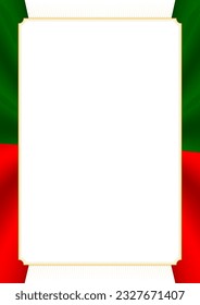 Vertikaler Rahmen und Rand mit Farben der portugiesischen Flagge, Vorlagenelemente für Ihr Zertifikat und Diplom. Vektorgrafik.
