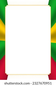 Vertical  frame and border with colors of Sao Tome and Principe flag, template elements for your certificate and diploma. Vector.