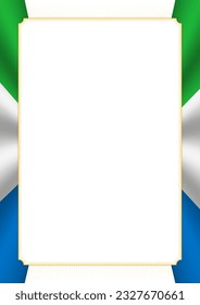 Vertical  frame and border with colors of Sierra Leone flag, template elements for your certificate and diploma. Vector.
