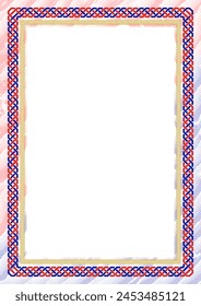 Vertical  frame and border with colors of Taiwan flag, template elements for your certificate and diploma. Vector.