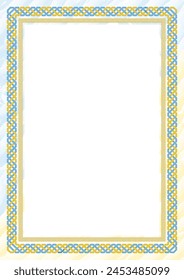 Vertical  frame and border with colors of Tuva flag, template elements for your certificate and diploma. Vector.