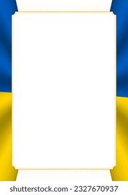 Vertical  frame and border with colors of Ukraine flag, template elements for your certificate and diploma. Vector.