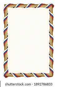Vertical  frame and border with Czech Republic flag, template elements for your certificate and diploma. Vector.