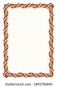 Vertical  frame and border with Denmark flag, template elements for your certificate and diploma. Vector.