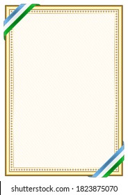 Vertical  frame and border with Djibouti flag, template elements for your certificate and diploma. Vector.
