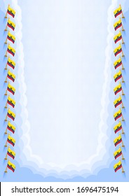 Vertical  frame and border with Ecuador flag, template elements for your certificate and diploma. Vector.