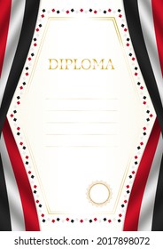 Vertical  frame and border with Egypt flag, template elements for your certificate and diploma. Vector.
