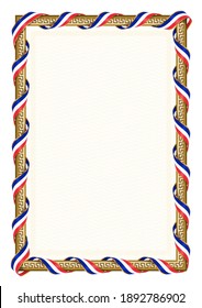 Vertikaler Rahmen und Grenze zu Frankreich Flagge, Vorlagenelemente für Ihr Zertifikat und Diplom. Vektorgrafik.