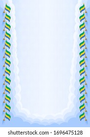Vertical  frame and border with Gabon flag, template elements for your certificate and diploma. Vector.