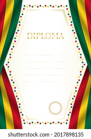 Vertical  frame and border with Ghana flag, template elements for your certificate and diploma. Vector.