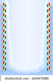 Vertical  frame and border with Guinea flag, template elements for your certificate and diploma. Vector.