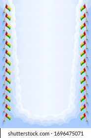 Marco vertical y frontera con la bandera de Guinea-Bissau, elementos de plantilla para su certificado y diploma. Vector.