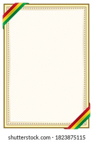 Vertical  frame and border with Guinea-Bissau flag, template elements for your certificate and diploma. Vector.