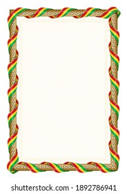 Vertikaler Rahmen und Grenze mit der Flagge Guinea-Bissaus, Vorlagenelemente für Ihr Zertifikat und Diplom. Vektorgrafik.