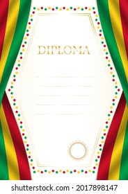 Vertical  frame and border with Guinea-Bissau flag, template elements for your certificate and diploma. Vector.