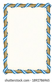 Vertical  frame and border with Honduras flag, template elements for your certificate and diploma. Vector.