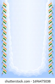 Marco vertical y borde con la bandera de la India, elementos de plantilla para su certificado y diploma. Vector.