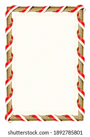 Vertical  frame and border with Indonesia flag, template elements for your certificate and diploma. Vector.