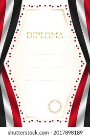 Vertical  frame and border with Iraq flag, template elements for your certificate and diploma. Vector.