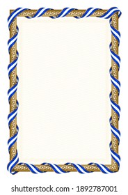 Vertical  frame and border with Israel flag, template elements for your certificate and diploma. Vector.
