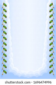 Vertical  frame and border with Jamaica flag, template elements for your certificate and diploma. Vector.