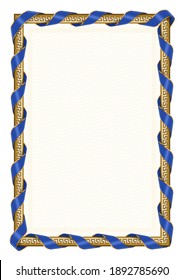 Vertical  frame and border with Kosovo flag, template elements for your certificate and diploma. Vector.