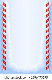 Vertical  frame and border with Kyrgyzstan flag, template elements for your certificate and diploma. Vector.