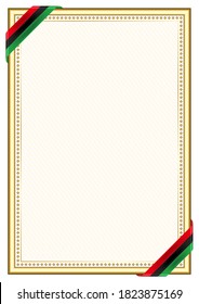 Vertical  frame and border with Libya flag, template elements for your certificate and diploma. Vector.
