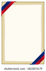 Vertical  frame and border with Liechtenstein flag, template elements for your certificate and diploma. Vector.
