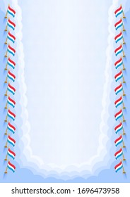 Vertical  frame and border with Luxembourg flag, template elements for your certificate and diploma. Vector.