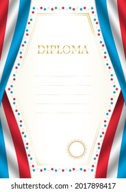 Vertical  frame and border with Luxembourg flag, template elements for your certificate and diploma. Vector.