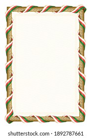 Vertical  frame and border with Madagascar flag, template elements for your certificate and diploma. Vector.