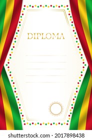 Vertical  frame and border with Mali flag, template elements for your certificate and diploma. Vector.