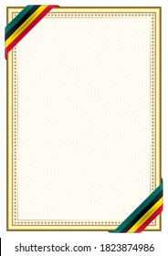 Vertical  frame and border with Mozambique flag, template elements for your certificate and diploma. Vector.