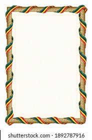 Vertical  frame and border with Mozambique flag, template elements for your certificate and diploma. Vector.