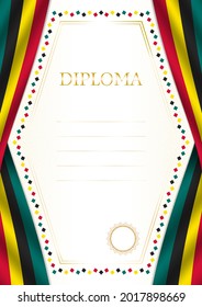 Vertical  frame and border with Mozambique flag, template elements for your certificate and diploma. Vector.