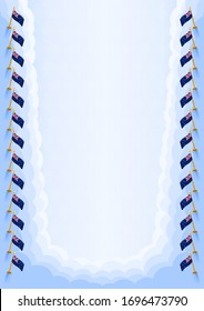 Vertical  frame and border with New Zealand flag, template elements for your certificate and diploma. Vector.